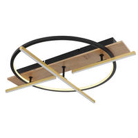 LED-DECKENLEUCHTE 44 W    70/60/11,5 cm  - Dunkelbraun/Messingfarben, Design, Holzwerkstoff/Kunststoff (70/60/11,5cm) - Globo