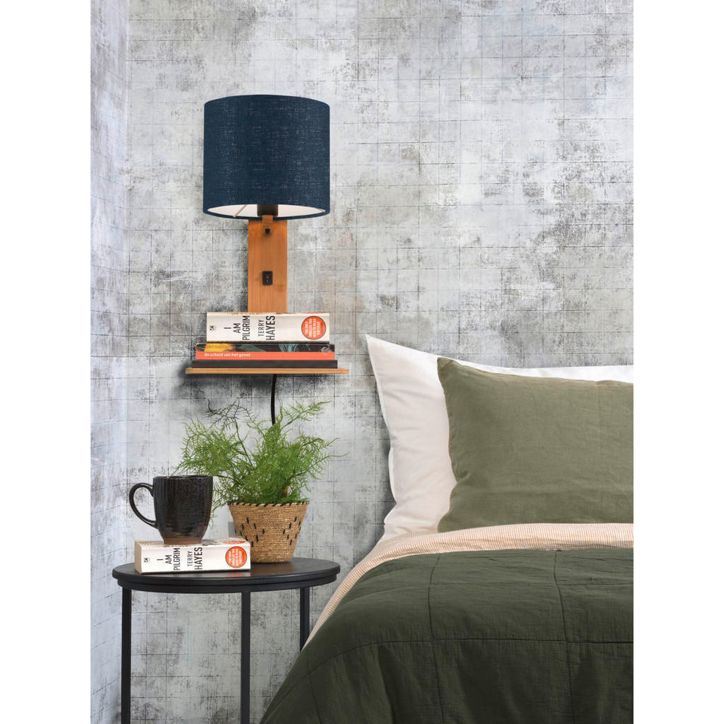 Thumbnail - Good & Mojo Wandleuchte Good&Mojo,Blau, Natur, Holz, Textil, Bambus, 24x36x19 cm, LED-Leuchtmittel austauschbar, Lampen ...