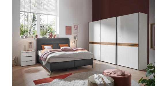 BOXSPRINGBETT 180/200 cm in Schwarz - Chromfarben/Schwarz, Basics, Leder/Holz (180/200cm) - Novel