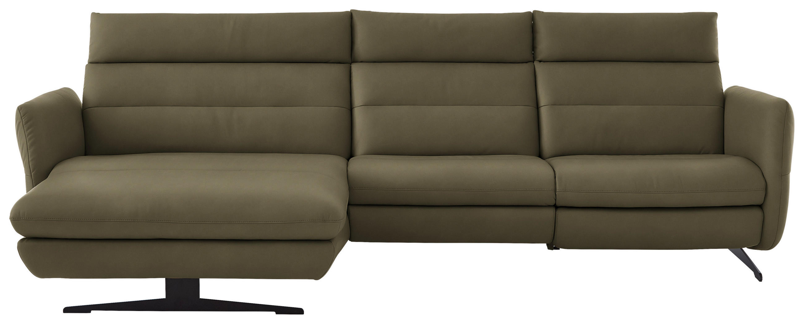 ECKSOFA in Echtleder Olivgrün  - Schwarz/Olivgrün, Design, Leder/Metall (169/298cm) - Dieter Knoll