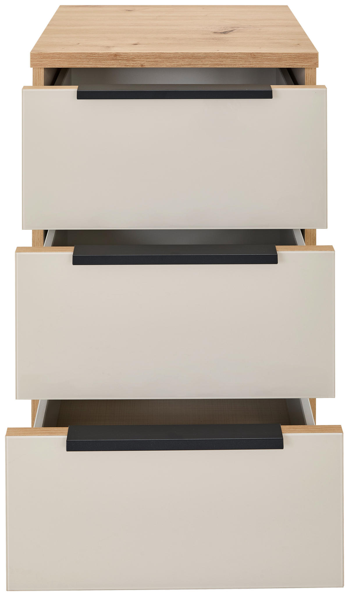 NACHTSCHRANK 40/60/40 cm  - Sandfarben/Graphitfarben, Basics, Glas/Holzwerkstoff (40/60/40cm) - Moderano