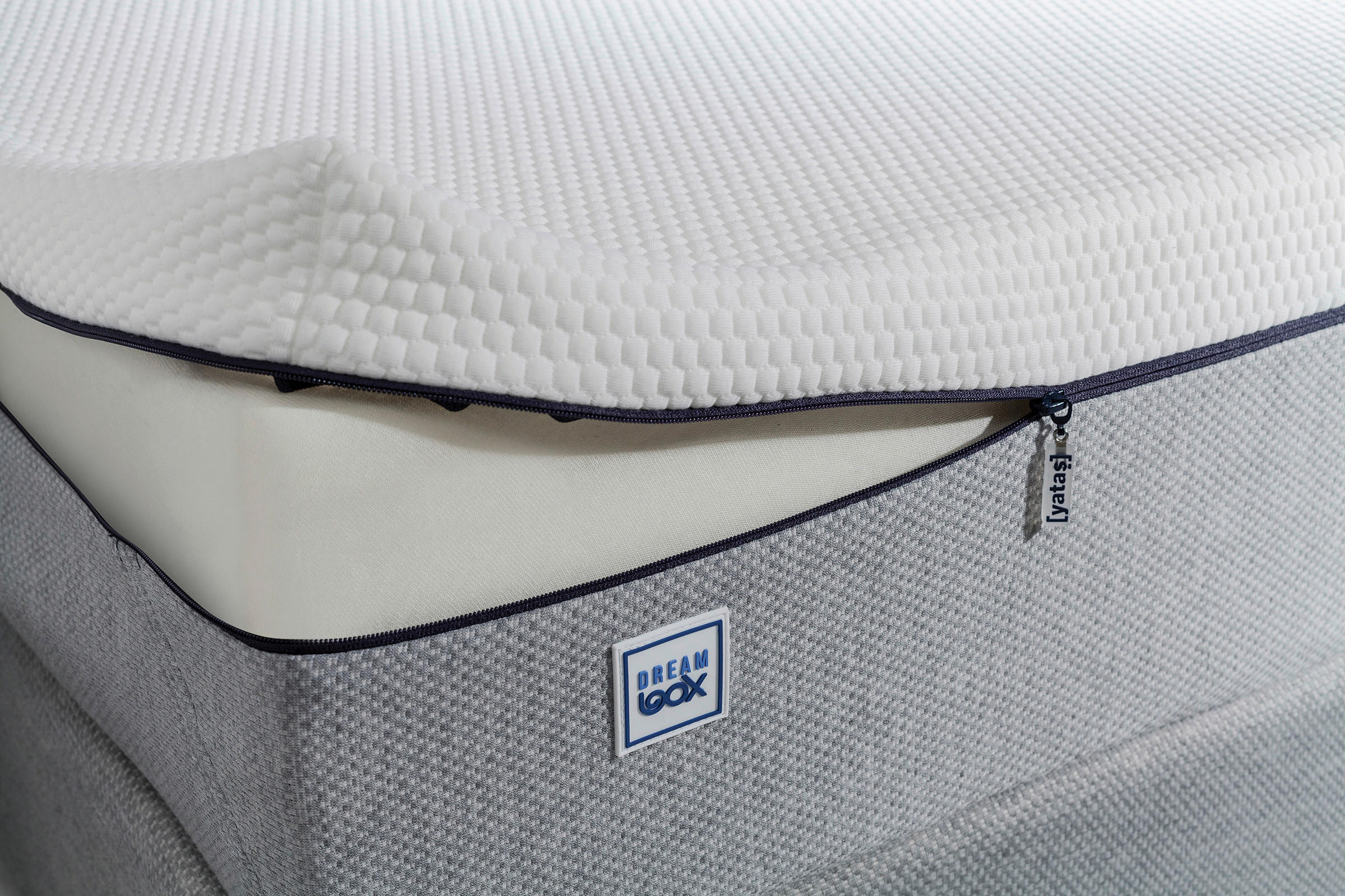 TASCHENFEDERKERNMATRATZE DREAM BOX PRO 180/200 cm Höhe ca. 24 cm  - Weiß/Grau, Basics, Textil (180/200cm) - Yatas