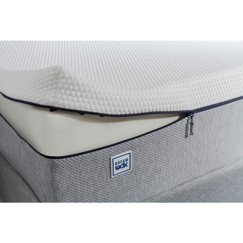 Thumbnail - Yatas Taschenfederkernmatratze Dream BOX Pro, Grau, Weiß, Textil, Füllung: Polyester, rechteckig, 180x200 cm, Bezug abne...