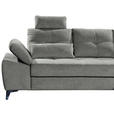 ECKSOFA Grau Mikrovelours  - Chromfarben/Schwarz, KONVENTIONELL, Kunststoff/Textil (270/170cm) - Carryhome