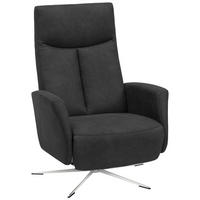 RELAXSESSEL Echtleder Relaxfunktion, Fußteilverstellung    - Silberfarben/Schwarz, Design, Leder/Metall (74/101/84cm) - Welnova