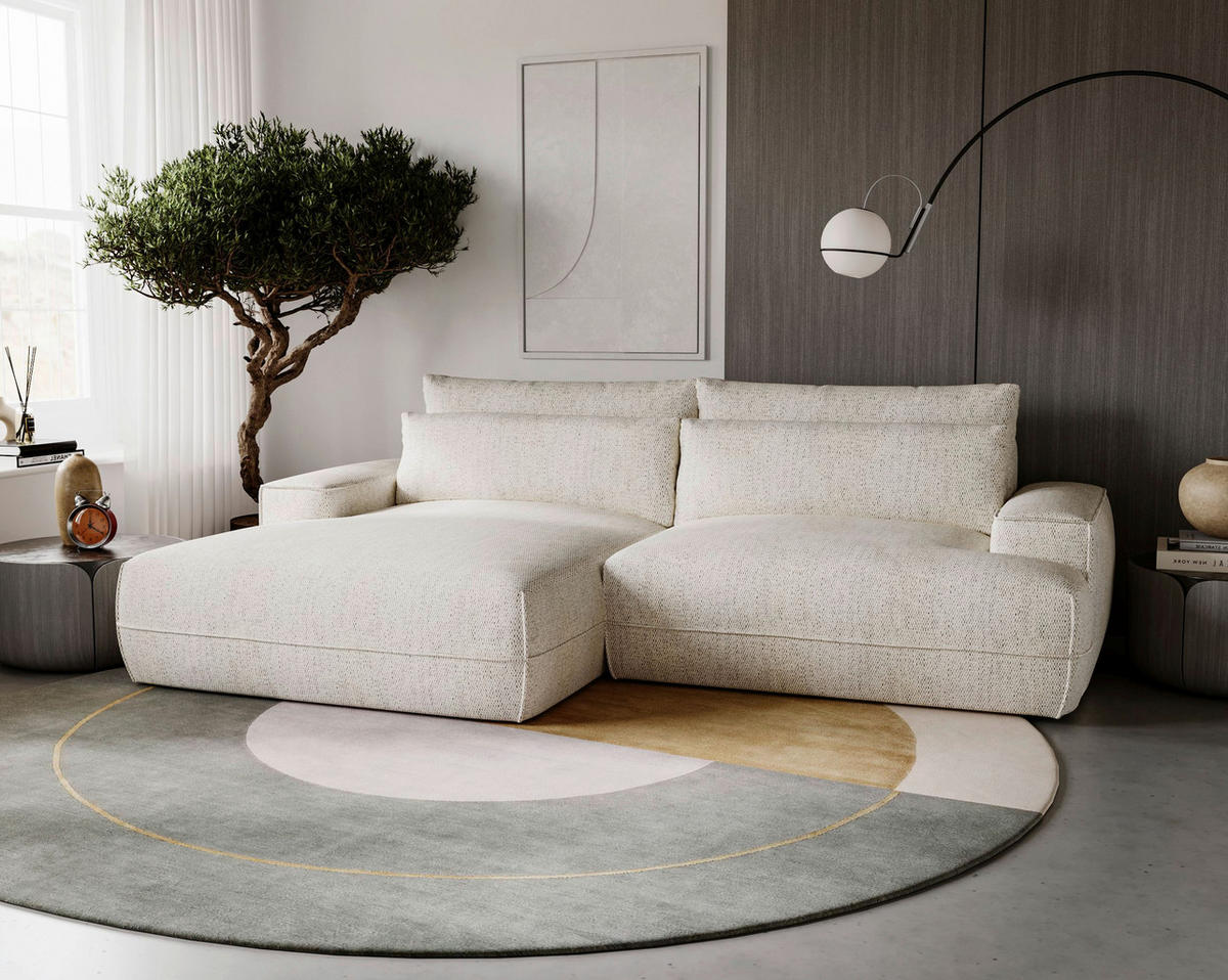 ECKSOFA Struktur Beige  - Beige/Schwarz, Design, Kunststoff/Textil (156/272cm) - Livetastic