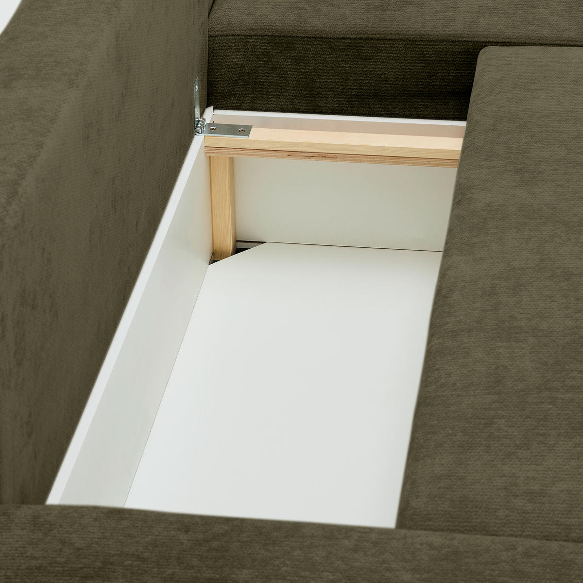 WOHNLANDSCHAFT Olivgrün Chenille  - Schwarz/Olivgrün, KONVENTIONELL, Kunststoff/Textil (140/328/140cm) - Ti'me