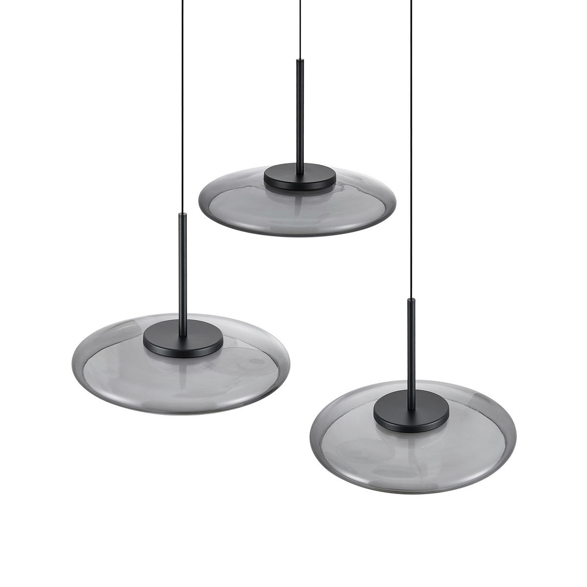 LED-HÄNGELEUCHTE Felis 57/60-180 cm   - Schwarz, Basics, Glas/Metall (57/60-180cm) - Novel
