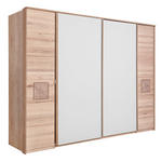 SCHWEBETÜRENSCHRANK  in Weiß, Eichefarben  - Eichefarben/Weiß, Natur, Glas/Holz (286/215/74cm) - Linea Natura