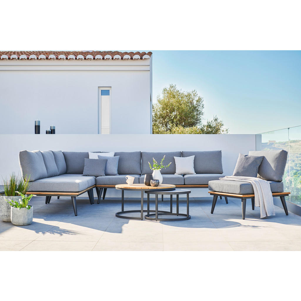 Thumbnail - Xxxl Loungesofa, Anthrazit, Teak, Holz, Metall, Teakholz, massiv, 2-Sitzer, Füllung: Schaumstoff, 147x80x81 cm, wetterbe...