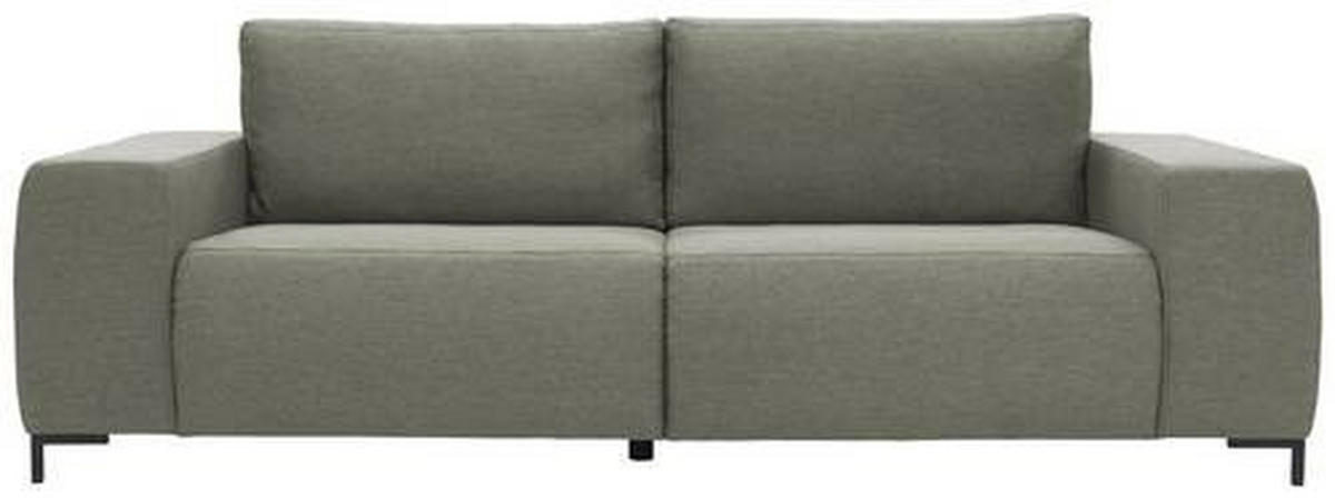BIGSOFA Webstoff Graubraun  - Graubraun/Schwarz, Design, Textil/Metall (242/88/88cm) - LOOKS by W.Joop