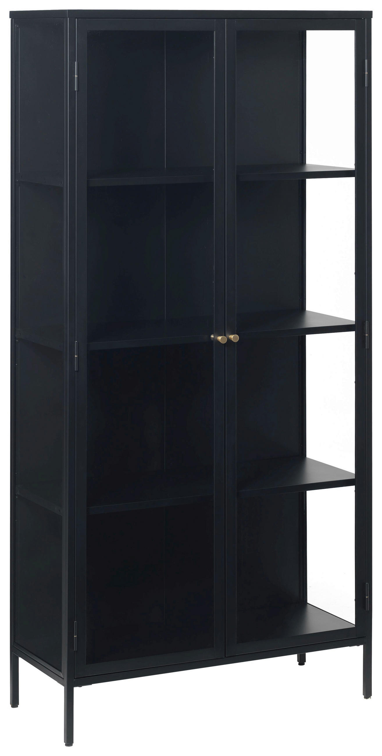 VITRINSKÅP svart  90/190/40 cm  - svart/guldfärgad, Trend, metall/glas (90/190/40cm) - Xora