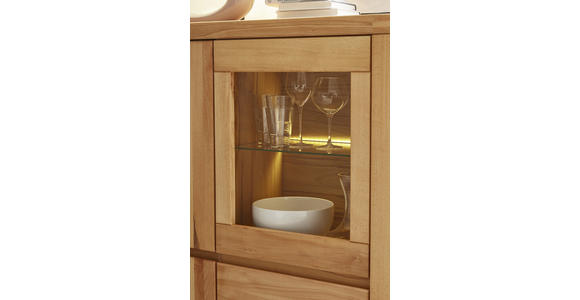 HIGHBOARD 99/140/38 cm  - Kernbuche/Grau, KONVENTIONELL, Glas/Holz (99/140/38cm) - Voleo