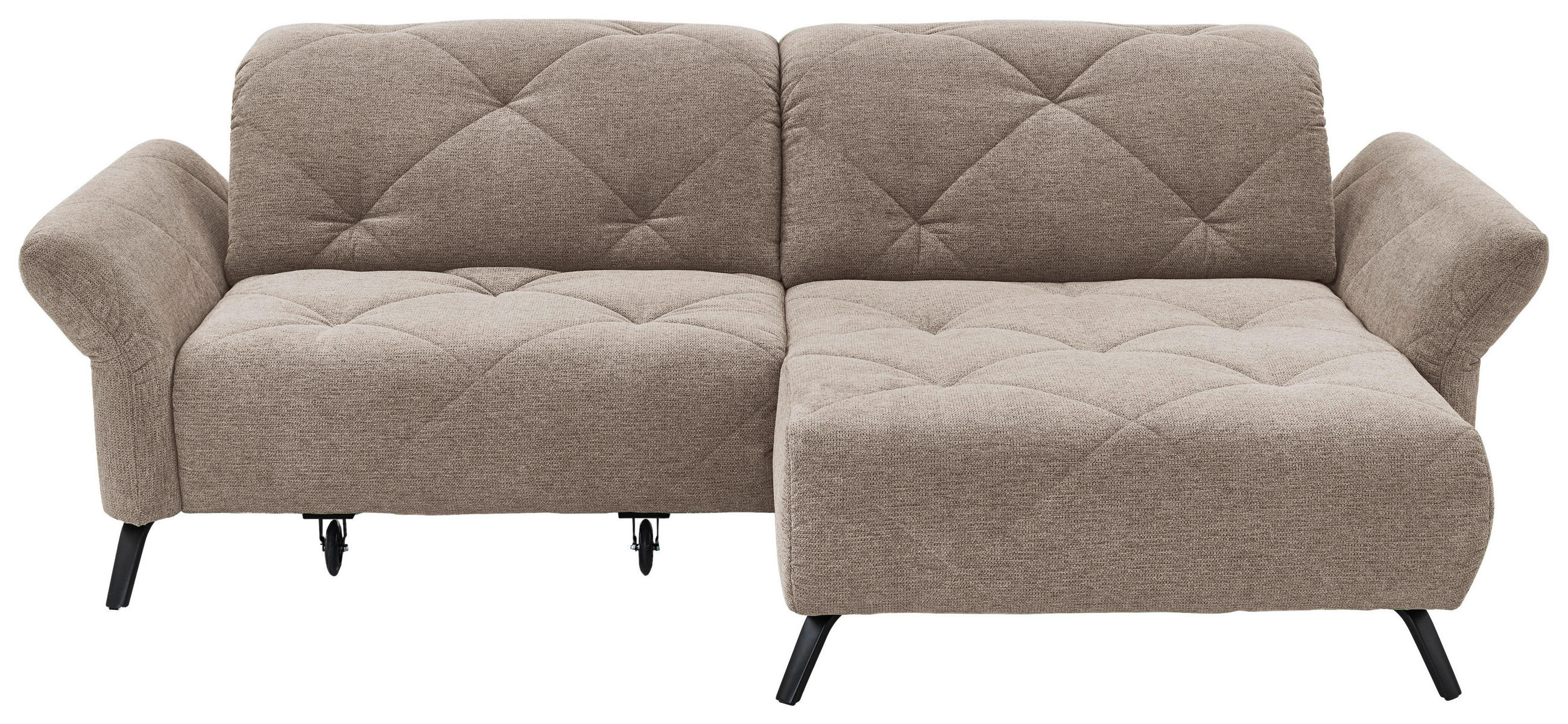ECKSOFA in Webstoff Taupe  - Taupe/Schwarz, Design, Textil/Metall (244/173cm) - Moderano