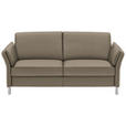 3-SITZER-SOFA Latina in Echtleder Greige   - Greige/Alufarben, Design, Leder/Metall (190/82/99cm) - Dieter Knoll