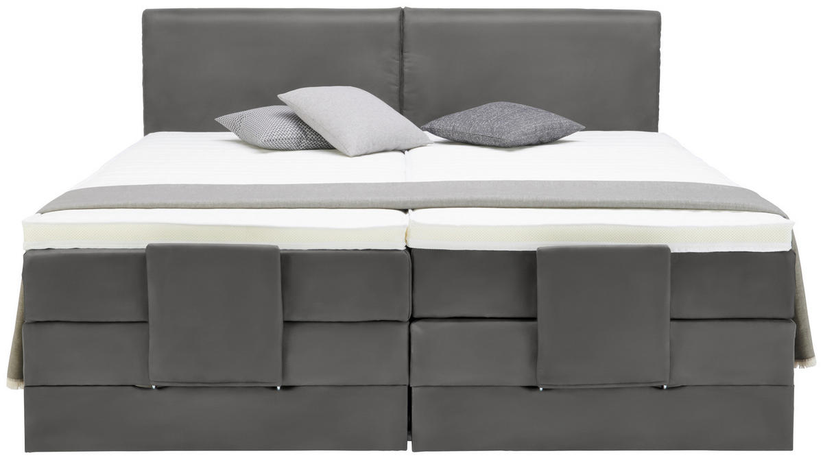 BOXSPRINGBETT 160/200 cm  in Anthrazit  - Anthrazit/Schwarz, Design, Kunststoff/Textil (160/200cm) - Hom`in