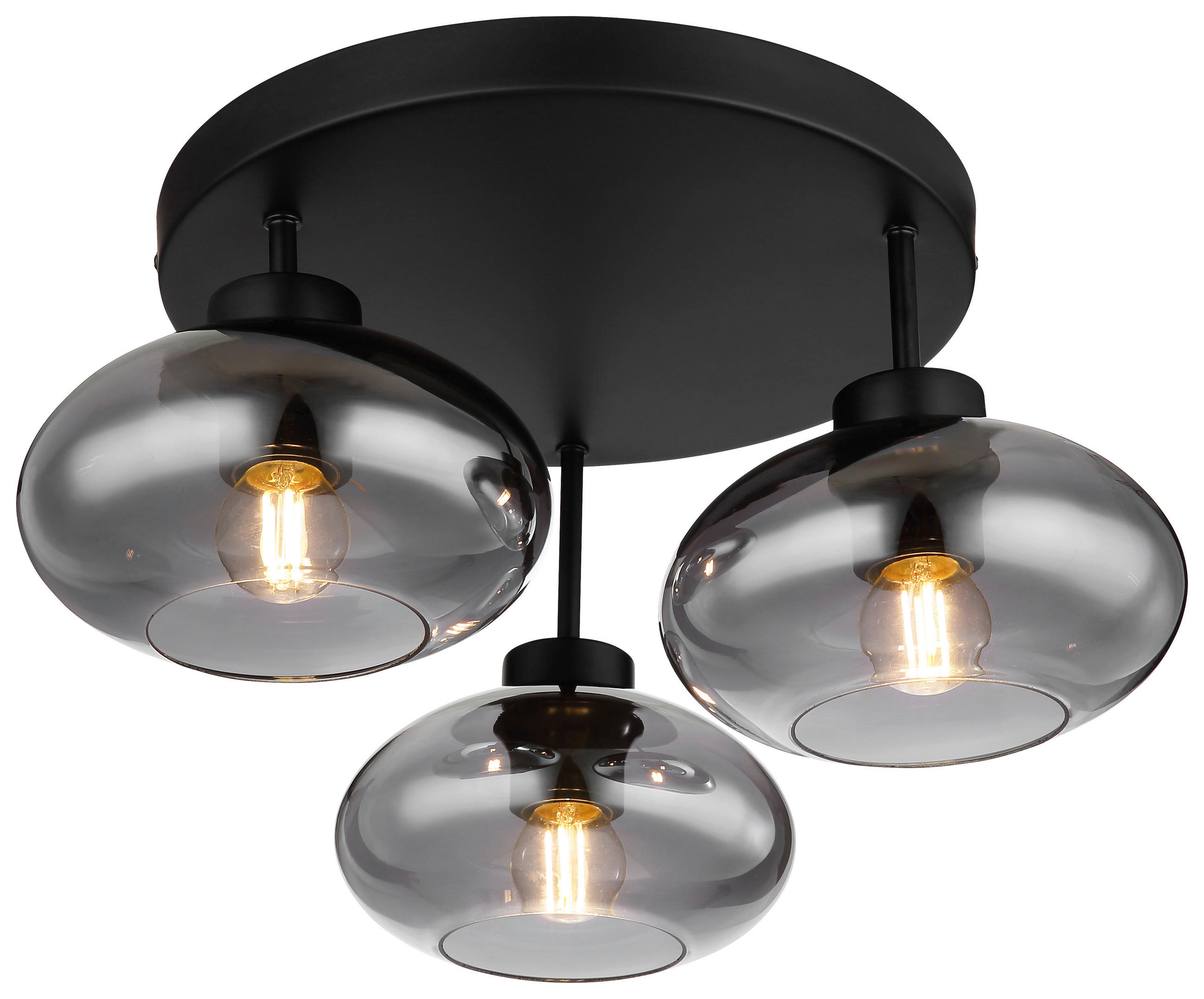 DECKENLEUCHTE  40/24 cm    - Schwarz, Design, Glas/Metall (40/24cm) - Novel