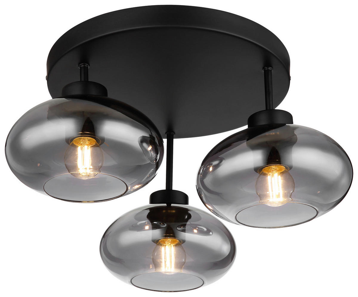 DECKENLEUCHTE  40/24 cm    - Schwarz, Design, Glas/Metall (40/24cm) - Novel