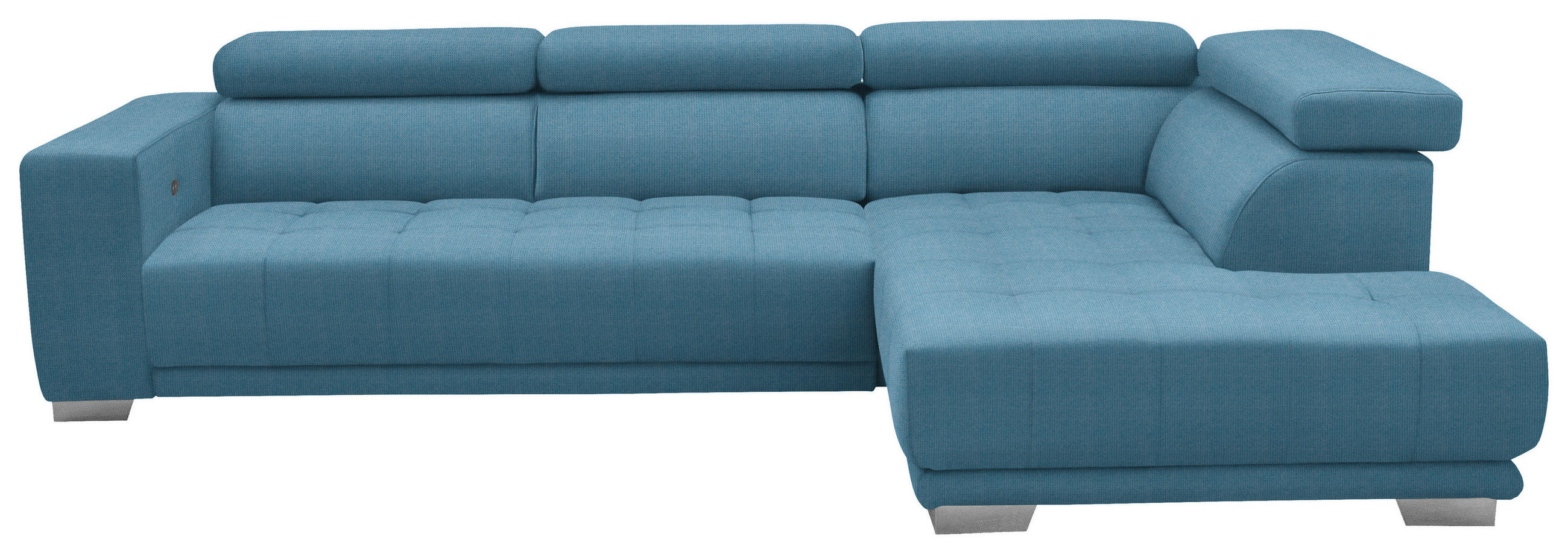 ECKSOFA in Mikrofaser Pastellblau  - Chromfarben/Pastellblau, Design, Textil/Metall (301/207cm) - Xora