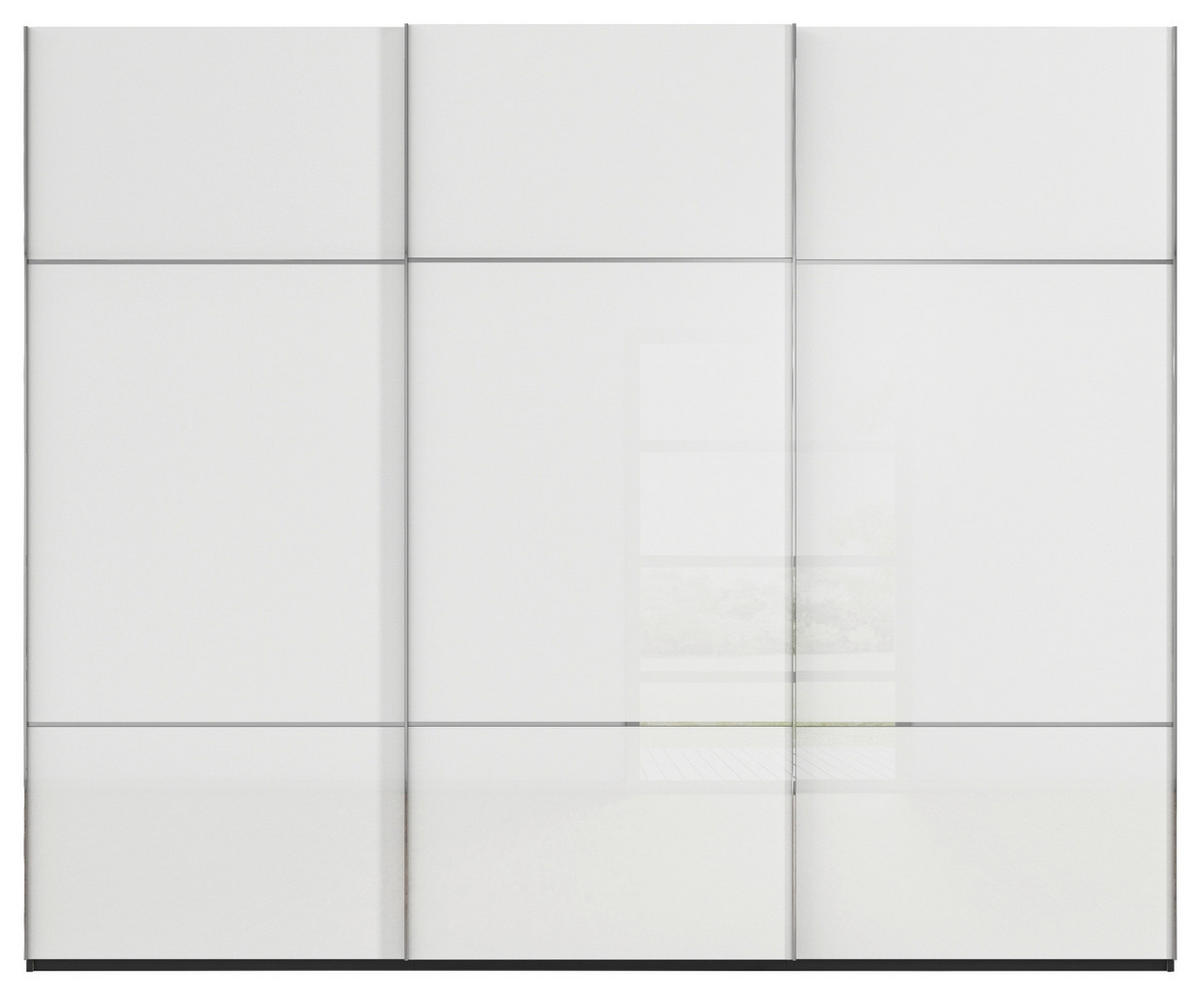 SCHWEBETÜRENSCHRANK 301/223/68 cm 3-türig Schwarz, Weiß  - Chromfarben/Schwarz, KONVENTIONELL, Glas/Holzwerkstoff (301/223/68cm) - Novel