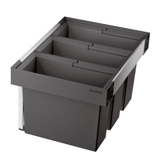 ABFALLSAMMLER 45 L  - Edelstahlfarben/Anthrazit, Basics, Kunststoff/Metall (55/32,5/40cm) - Blanco