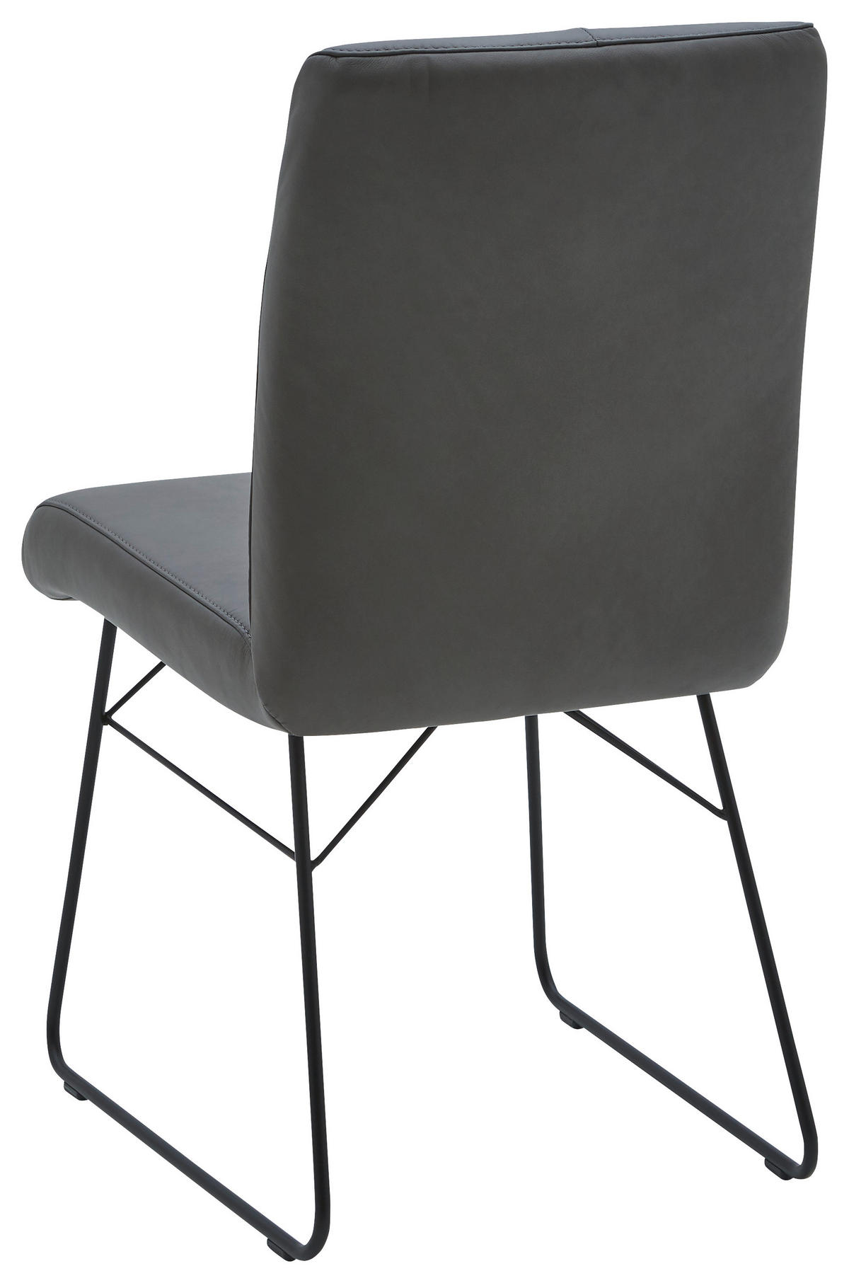 STUHL  in Stahl Echtleder pigmentiert Metall, Leder, Holzwerkstoff  - Anthrazit/Schwarz, Design, Leder/Holzwerkstoff (47/90/61cm) - Dieter Knoll