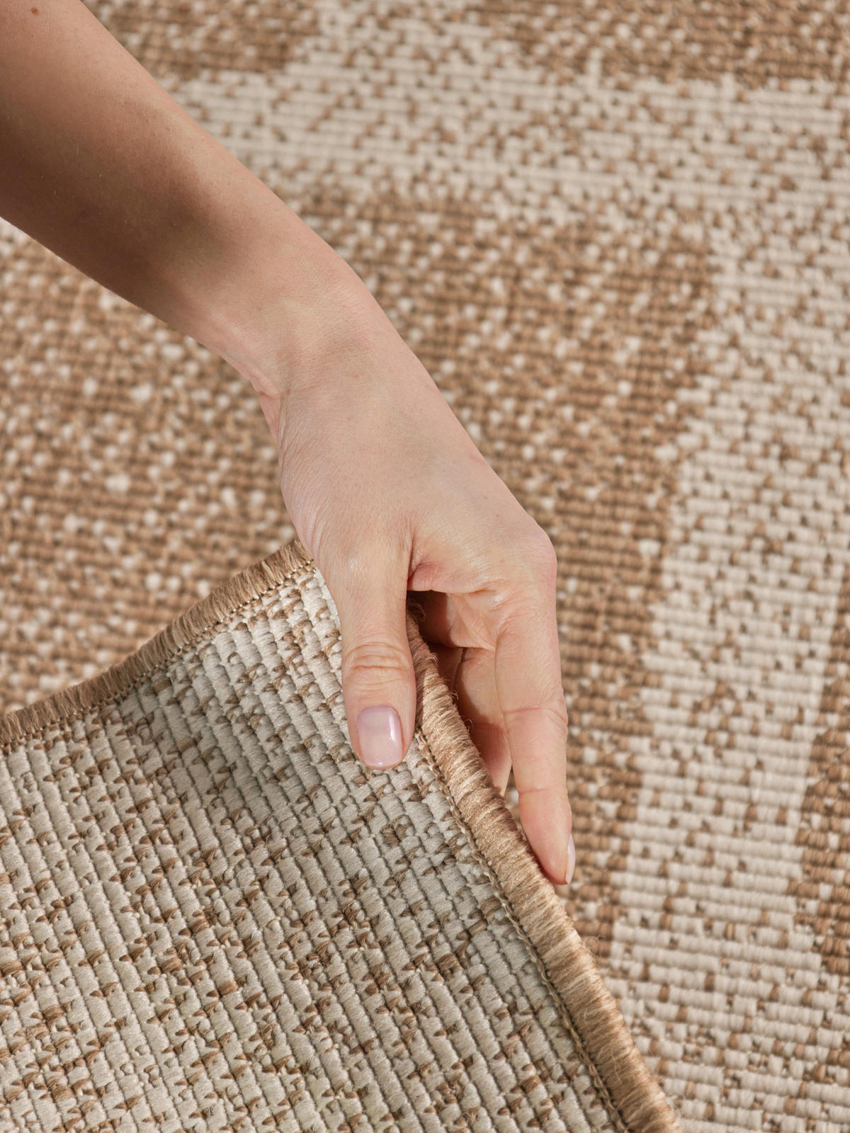 FLACHWEBETEPPICH 160/230 cm Haringey Weiß, Sandfarben rechteckig  - Sandfarben/Weiß, Design, Kunststoff (160/230cm)