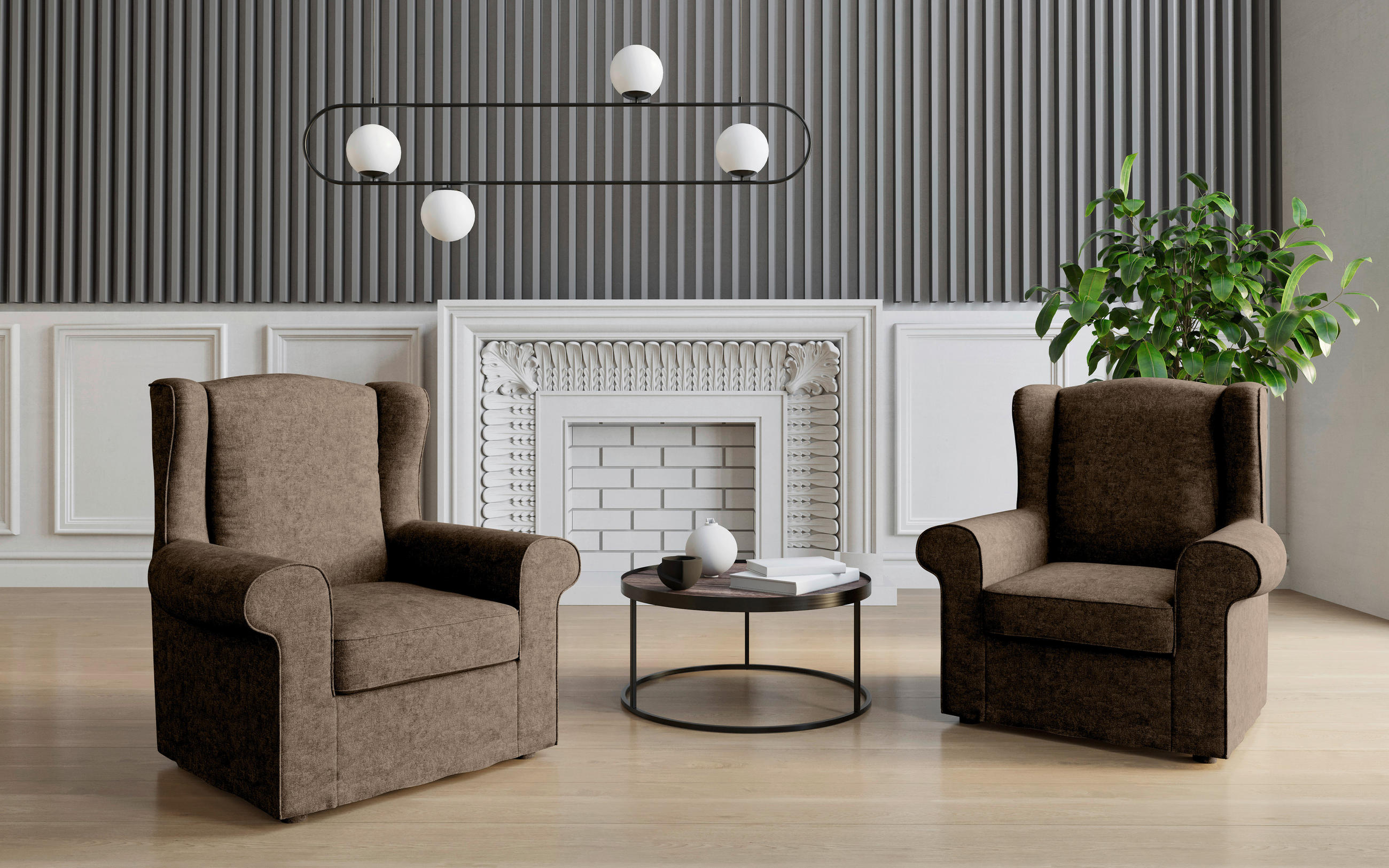 OHRENSESSEL Flachgewebe Dunkelbraun    - Edelstahlfarben/Dunkelbraun, Design, Textil/Metall (88/105/90cm) - Livetastic