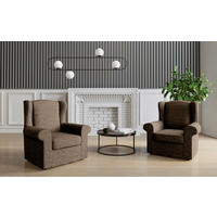 OHRENSESSEL Flachgewebe Dunkelbraun    - Edelstahlfarben/Dunkelbraun, Design, Textil/Metall (88/105/90cm) - Livetastic