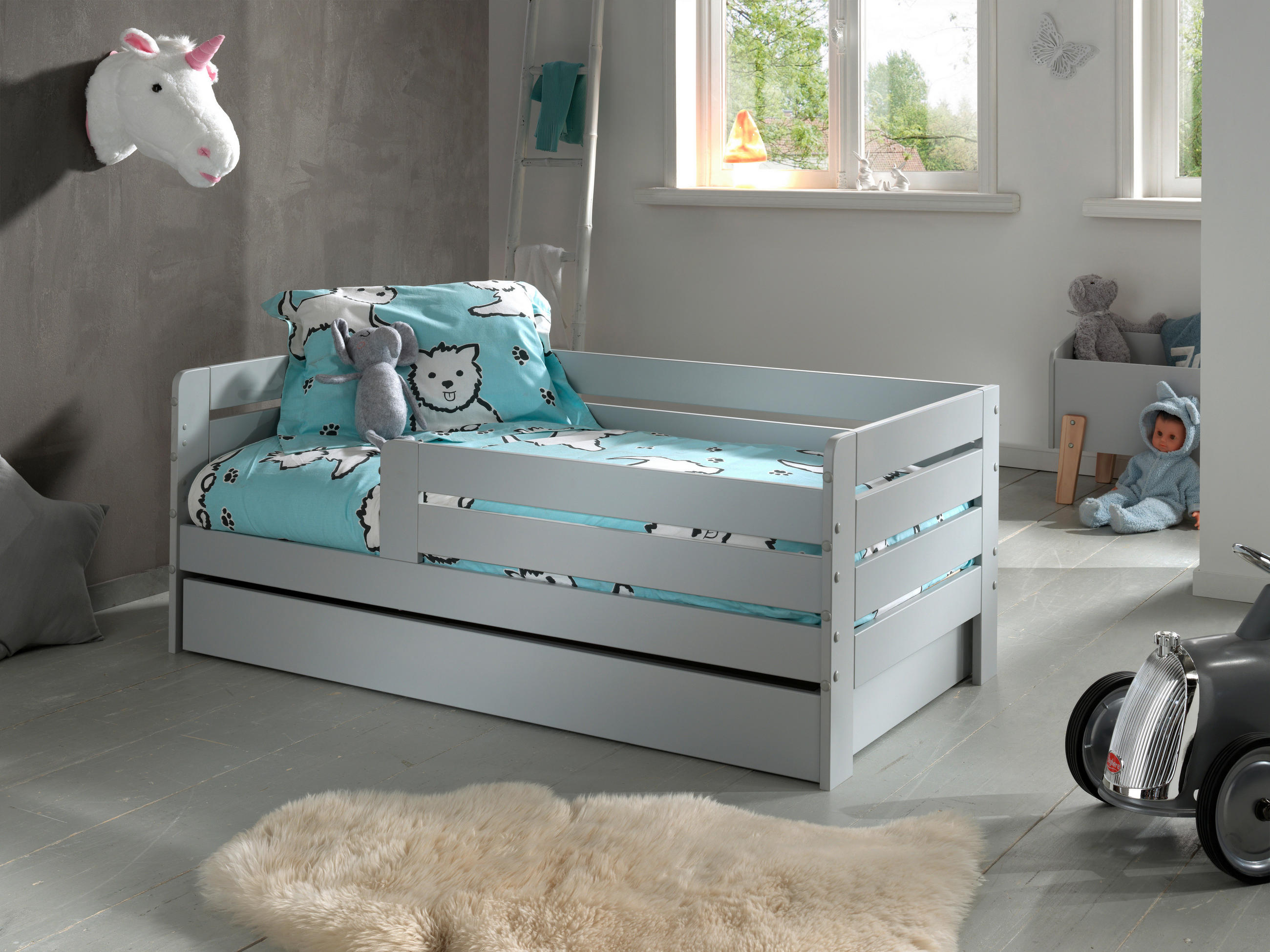 KINDER-/JUNIORBETT 70/140 cm  in Grau  - Kieferfarben/Grau, MODERN, Holz/Holzwerkstoff (70/140cm) - Vipack