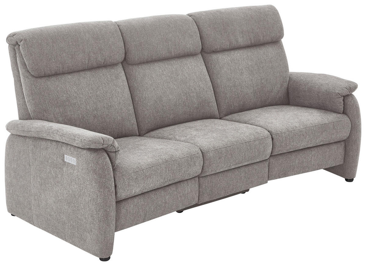 TRAPEZSOFA in Flachgewebe Greige  - Greige/Schwarz, Konventionell, Textil/Metall (219/107/97cm) - Pure Home Comfort