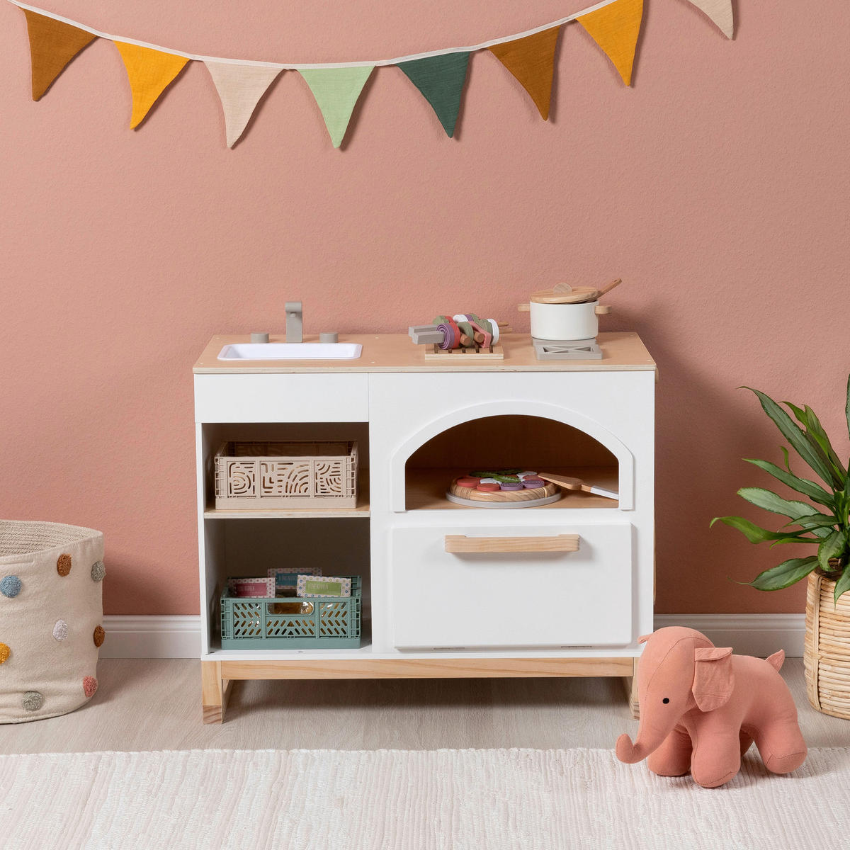KINDERKÜCHE - Weiß/Naturfarben, Basics, Holz (70/39/62cm) - MUSTERKIND