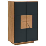 SCHUHSCHRANK 72/112/37 cm  - Eichefarben/Anthrazit, MODERN, Glas/Holz (72/112/37cm) - Linea Natura
