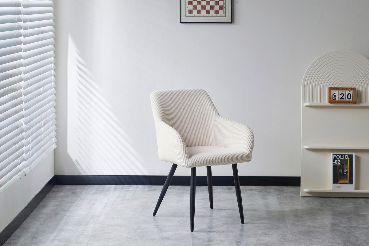 ARMLEHNSTUHL   Webstoff  - Beige/Schwarz, Design, Textil/Metall (56/83,5/59cm) - Ti'me