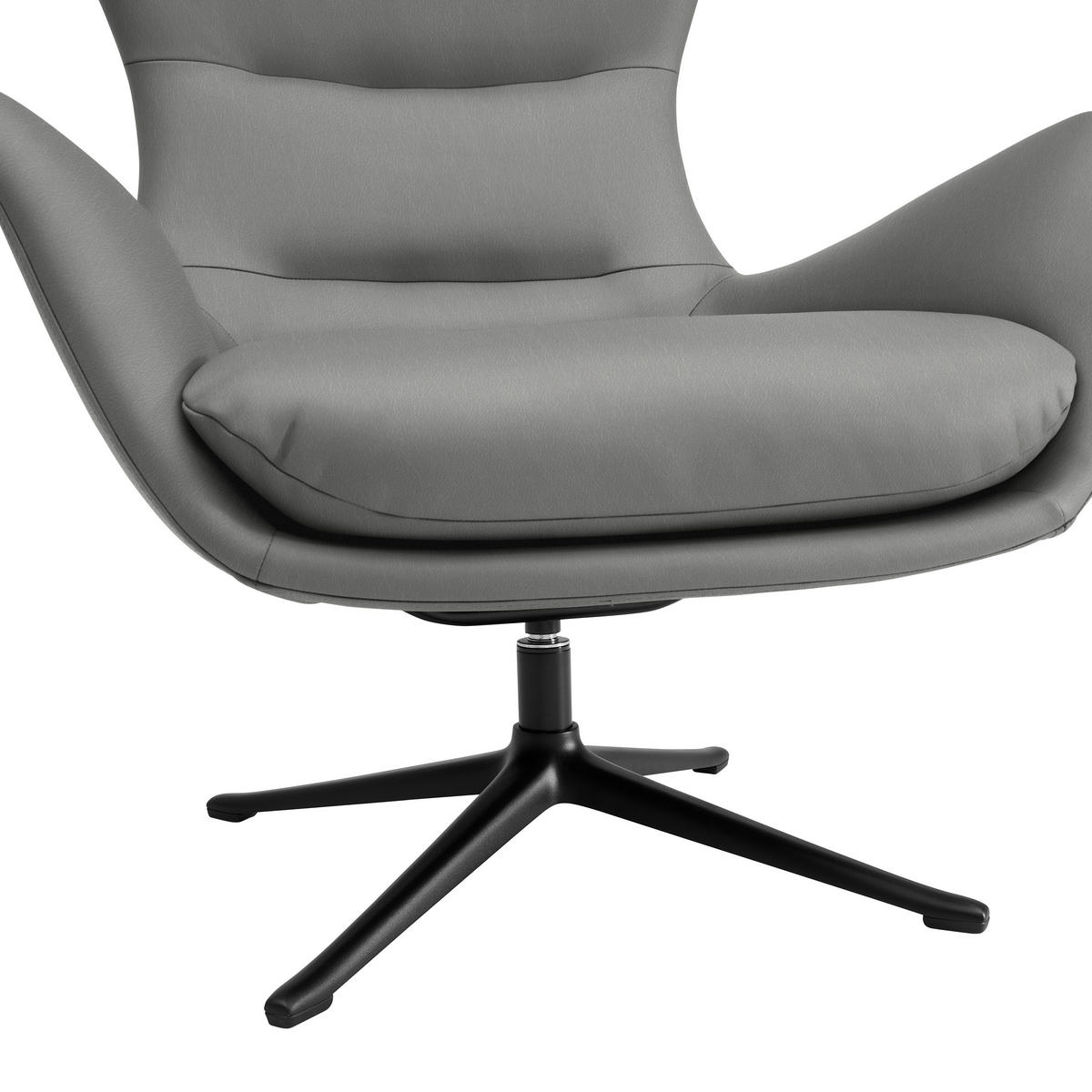 OHRENSESSEL in Grau  - Schwarz/Grau, Design, Leder/Metall (84/104/96cm) - home24