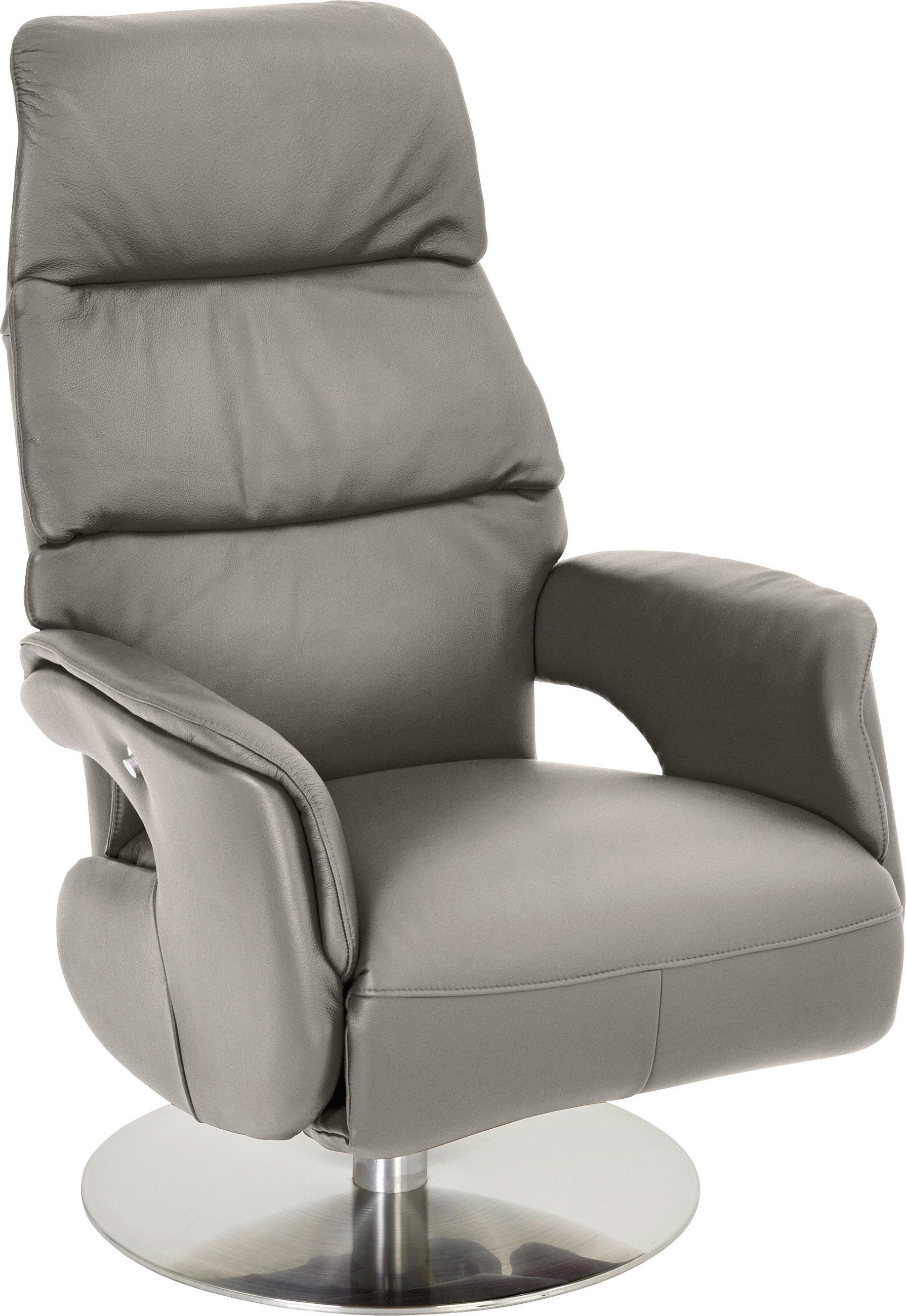 RELAXSESSEL in Metall, Leder Grau, Edelstahlfarben  - Edelstahlfarben/Grau, Design, Leder/Metall (71/107/80cm) - Welnova