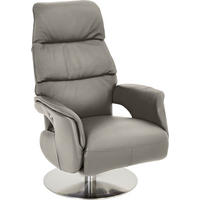 RELAXSESSEL in Metall, Leder Grau, Edelstahlfarben  - Edelstahlfarben/Grau, Design, Leder/Metall (71/107/80cm) - Welnova