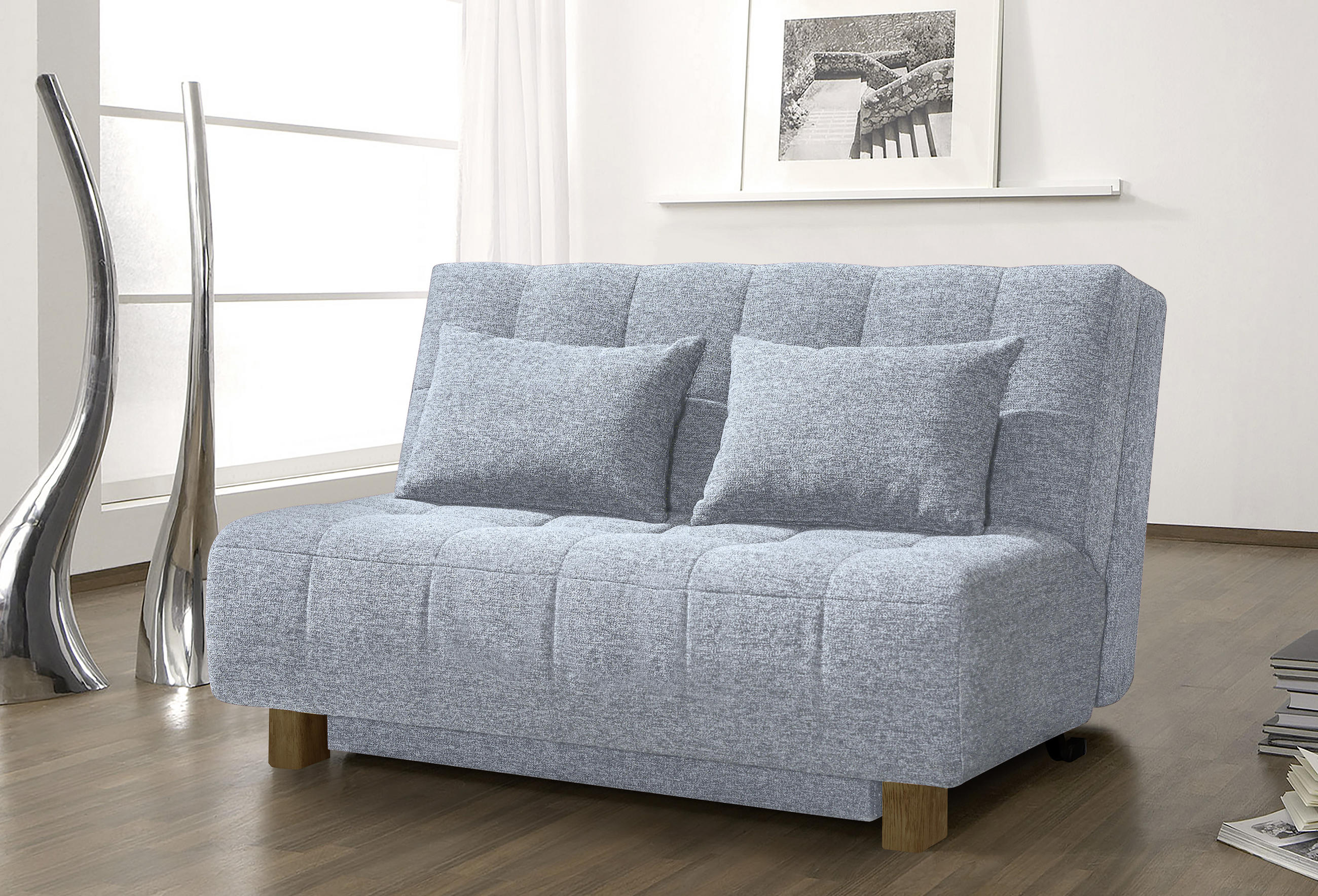 SCHLAFSOFA Hellblau  - Naturfarben/Hellblau, Design, Holz/Textil (145/92/102cm) - Novel