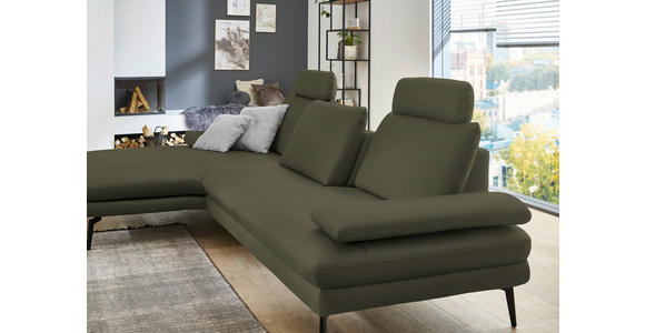ECKSOFA in Echtleder Grün 180/310 cm - Schwarz/Grün, Design, Leder/Metall (180/310cm) - Dieter Knoll