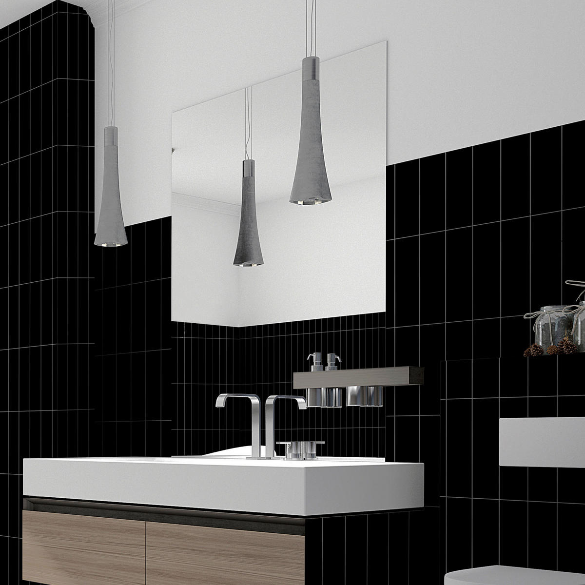 WANDPANEEL Revêt Design-Wandfliesen 3 Stück Schwarz Hochglanz  - Schwarz Hochglanz, MODERN, Kunststoff (120/60/0,37cm)