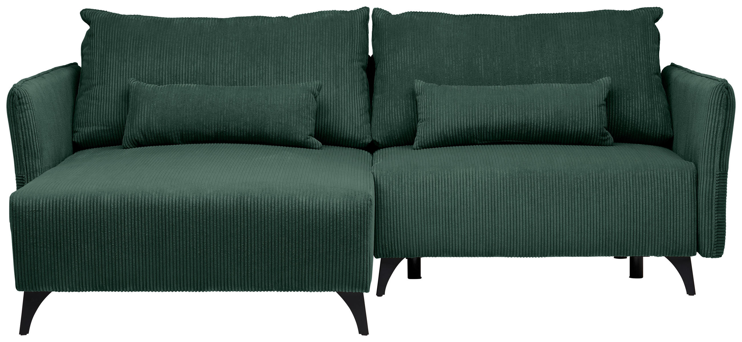 ECKSOFA Grün Cord  - Schwarz/Grau, Design, Textil/Metall (175/254cm) - Stylife
