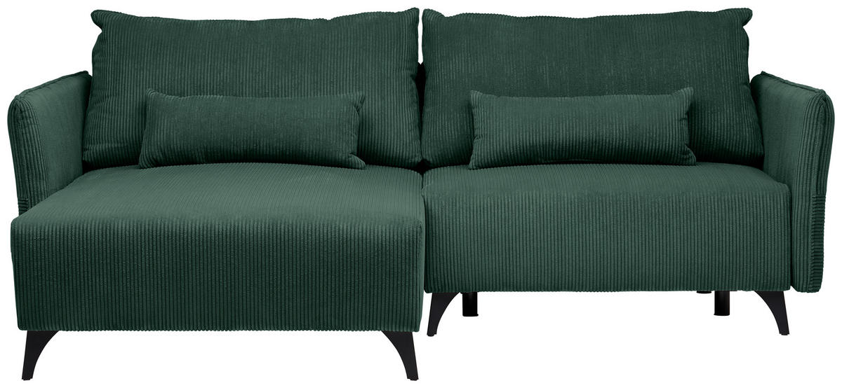ECKSOFA Grün Cord  - Schwarz/Grau, Design, Textil/Metall (175/254cm) - Stylife