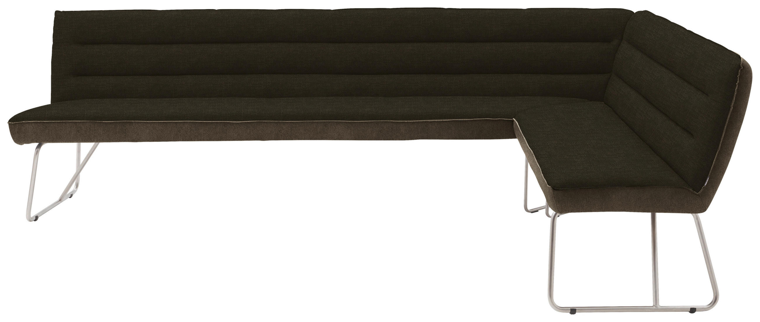 ECKBANK 284/184 cm  in Braun, Edelstahlfarben  - Edelstahlfarben/Braun, Design, Textil/Metall (284/184cm) - Dieter Knoll