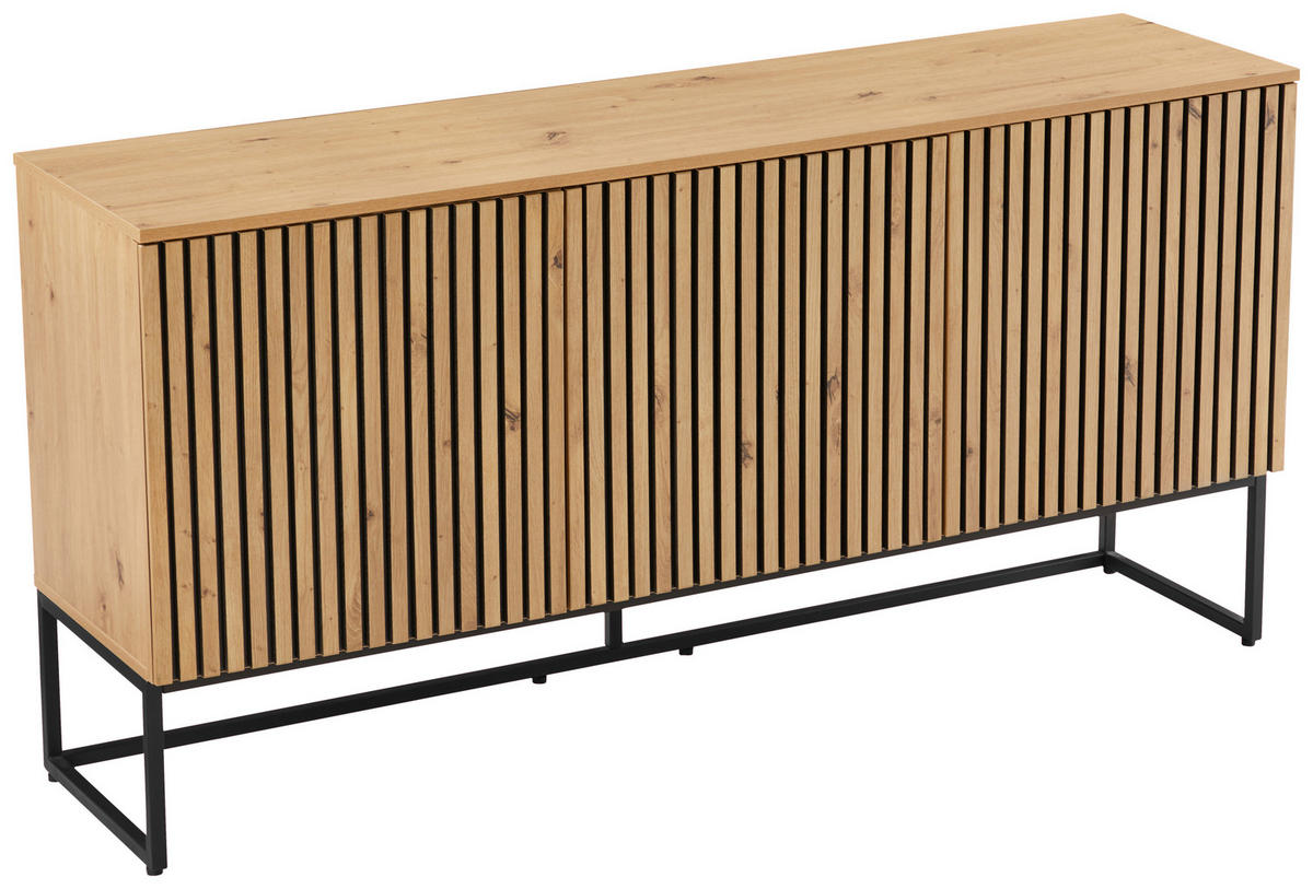 SIDEBOARD Bueno  in 160/80/40 cm  - Schwarz/Eiche Artisan, MODERN, Holzwerkstoff/Metall (160/80/40cm) - Xora