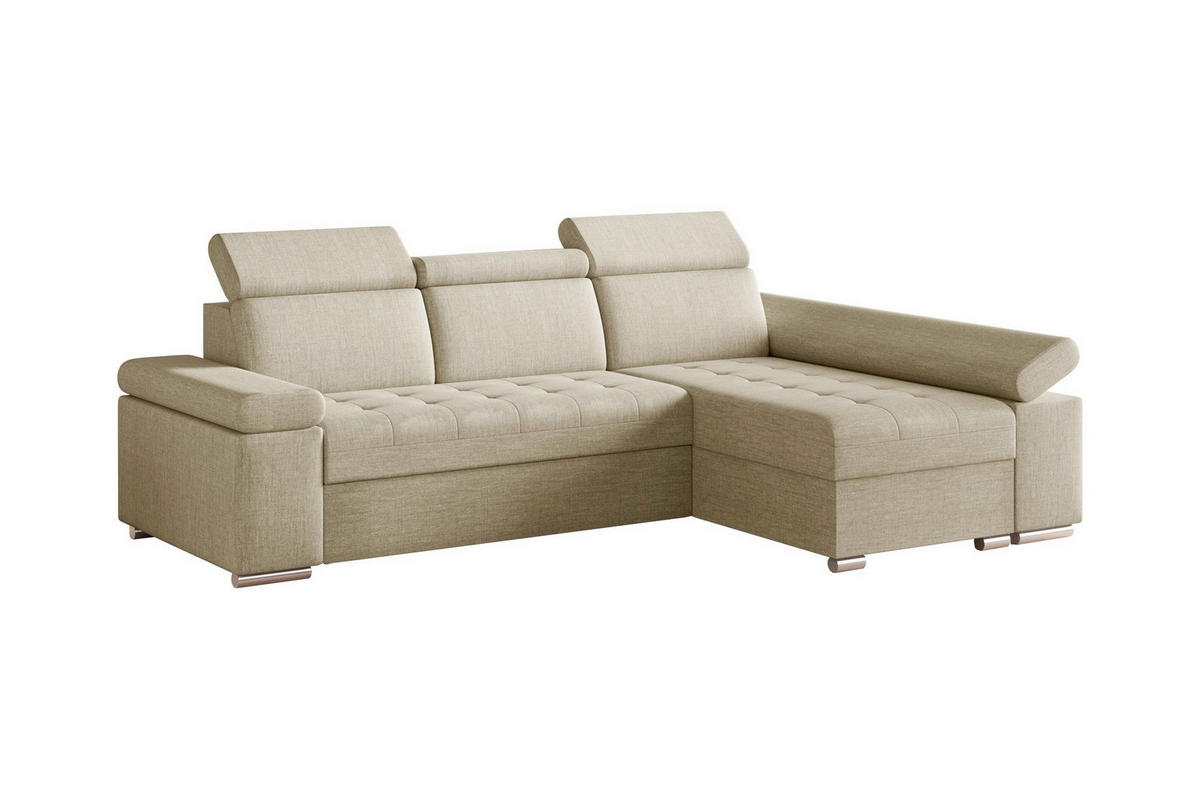 ECKSOFA TORONTO in Webstoff Creme  - Silberfarben/Creme, Design, Kunststoff/Textil (260/168cm) - MID.YOU