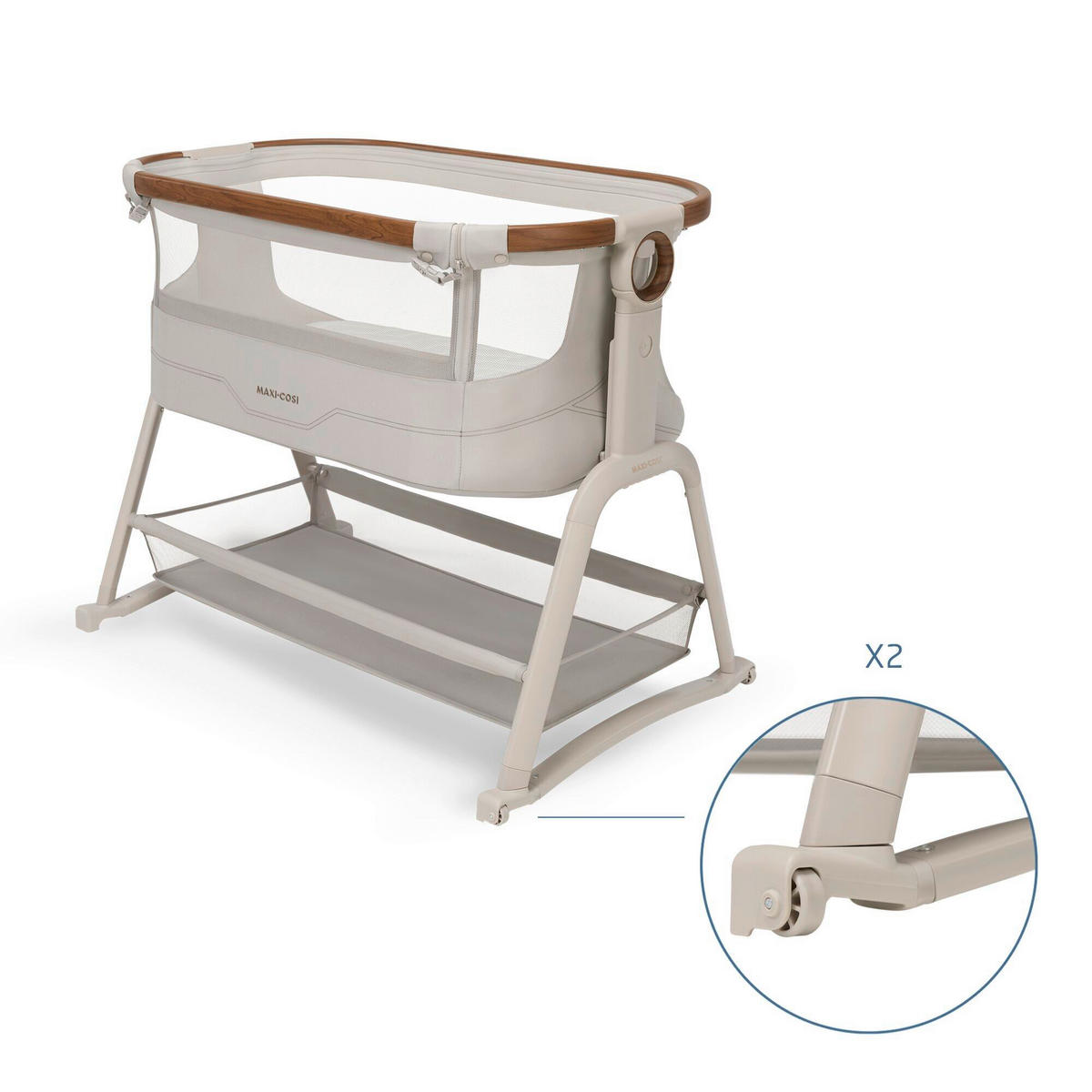 BEISTELLBETT Iora Plus  - Creme, Basics, Naturmaterialien/Kunststoff (61,3/68,3-77,4/91cm) - Maxi-Cosi