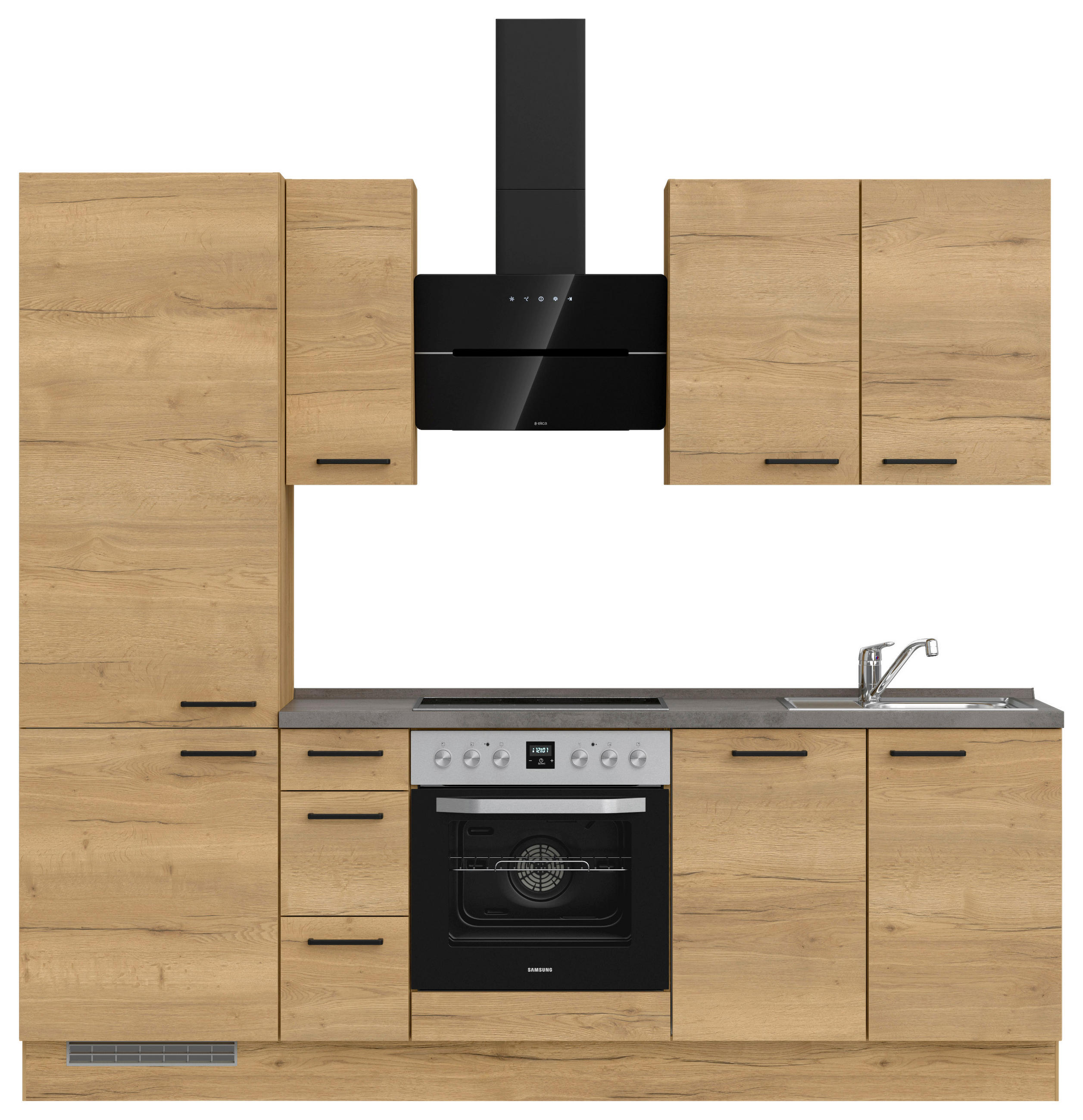 KÜCHENLEERBLOCK 240 cm   in Eichefarben, Schieferfarben  - Schieferfarben/Eichefarben, MODERN, Holzwerkstoff/Metall (240cm) - Nobilia