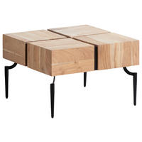 COUCHTISCH Akazie massiv 60/60/40 cm quadratisch Akaziefarben  - Schwarz/Akaziefarben, Design, Holz/Metall (60/60/40cm) - Livetastic