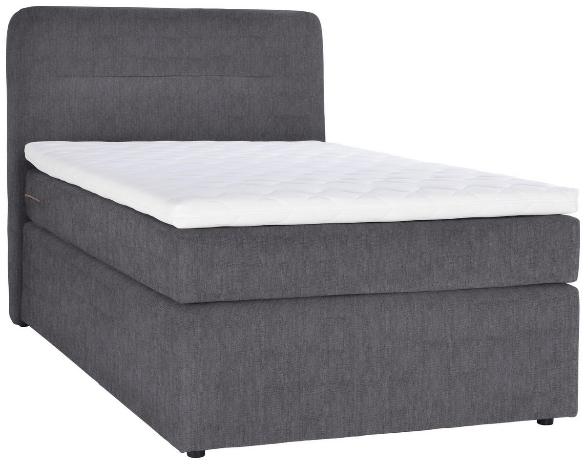 BOXSPRINGBETT 140/200 cm  in Dunkelgrau  - Dunkelgrau/Schwarz, Konventionell, Kunststoff/Textil (140/200cm) - Moderano