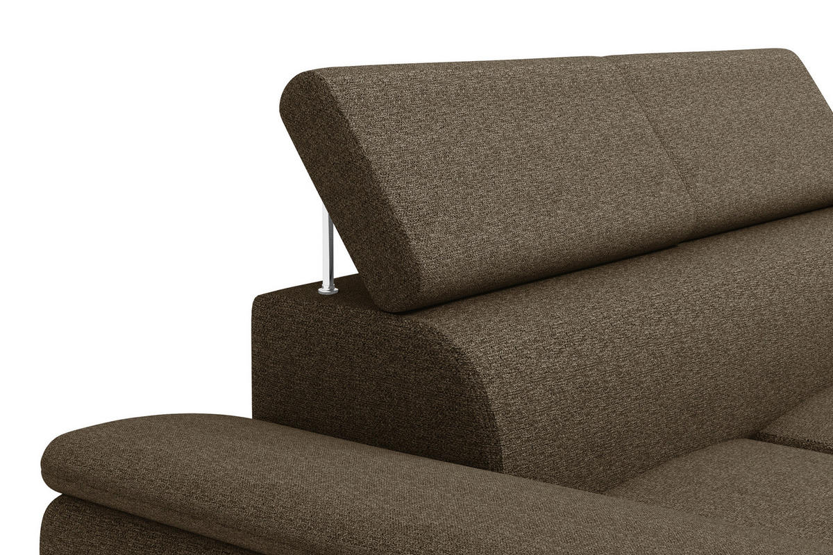 ECKSOFA Braun Flachgewebe  - Schwarz/Braun, KONVENTIONELL, Kunststoff/Textil (266/220cm) - Carryhome
